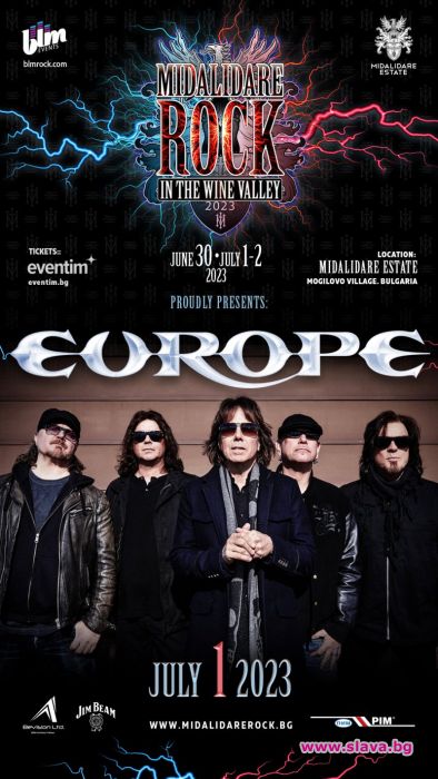 Europe е третият хедлайнер на Midalidare Rock In The Wine Valley