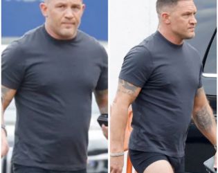 Том Харди без панталони – по боксерки на сетa на „Mobland“