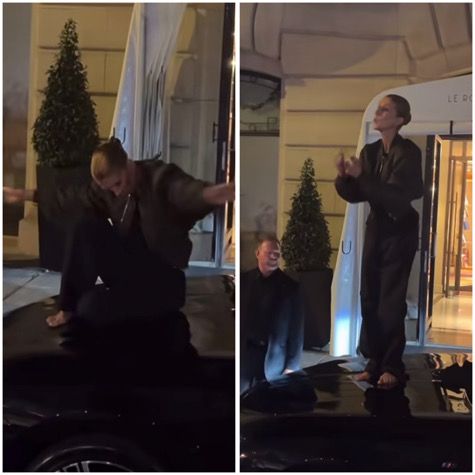 Селин Дион пее на капака на колата пред хотела в Париж: Видео на нощта